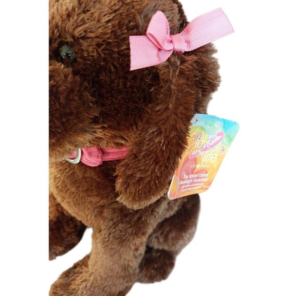 Gund Macy's Plush Brown Puppy Dog Pink Bows Collar Stuffed Animal Toy - Picture 2 of 10